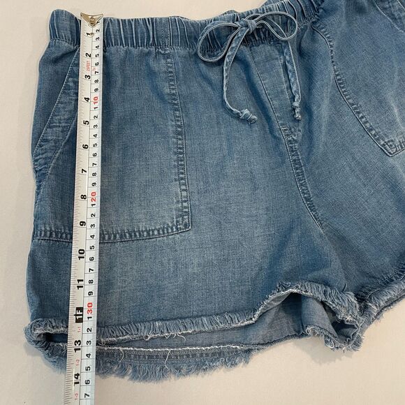 For The Republic Lg Shorts Tencil "Jean" Boho Drawstring Soft Flowy Cut Off Raw - Picture 9 of 14